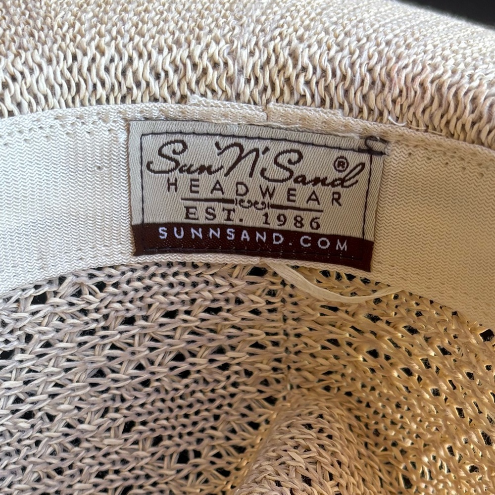Sun 'N' Sand Beachy Natural Tan Sun Hat Colorful Tribal Band - Picture 4 of 11